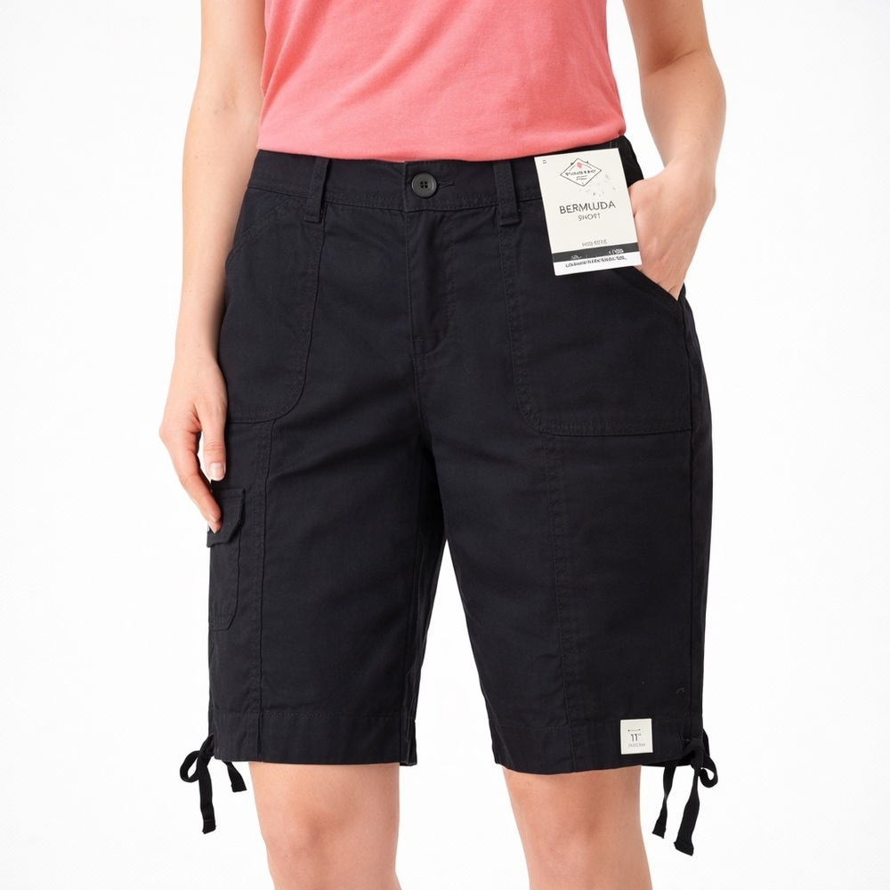 St. John’s Bay Black Bermuda Shorts Size 2 Mid Rise